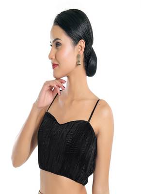 Satin Crush Padded Sweatheart Neck Blouse 7
