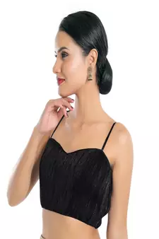 Satin Crush Padded Sweatheart Neck Blouse