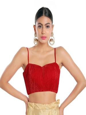 Satin Crush Padded Sweatheart Neck Blouse 5