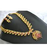 Gold plated ruby short haar set dj-01989