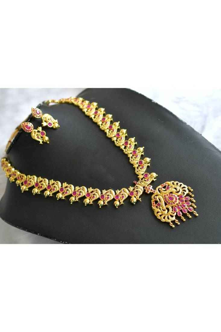 Gold plated ruby short haar set dj-01989