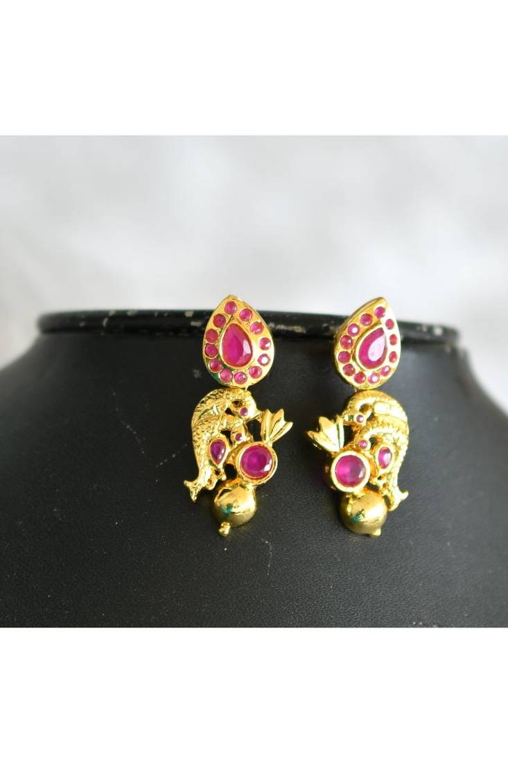 Gold plated ruby short haar set dj-01989