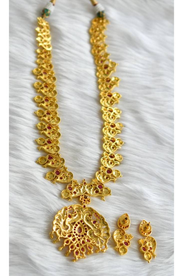 Gold plated ruby short haar set dj-01989