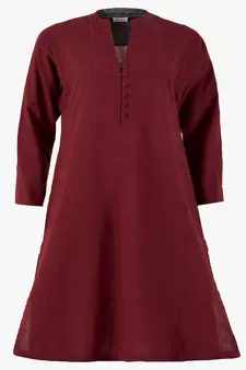 maroon cotton kurta set with solid finish