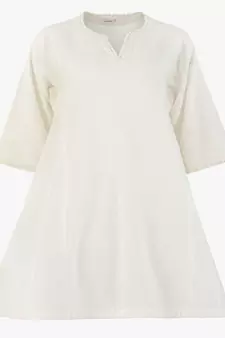 white cotton kurta set with pleated finish