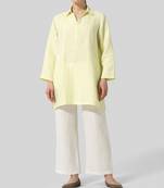 Lemon plain cotton long-kurtis