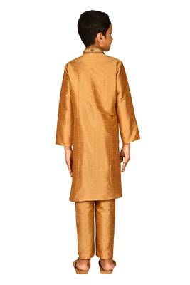 Gold embroidered art dupion silk boys-kurta-pyjama 2