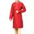 Red embroidered art dupion silk boys-kurta-pyjama