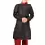 Black embroidered art dupion silk boys-kurta-pyjama