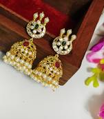 Gold cubic zirconia jhumkas