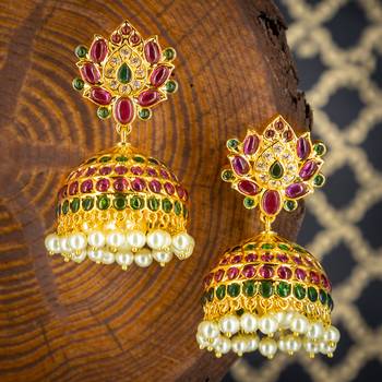 Gold ruby   jhumkas 1