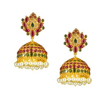 Gold ruby   jhumkas 2