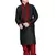 Black embroidered art dupion silk boys-kurta-pyjama