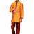 Orange embroidered art dupion silk boys-kurta-pyjama