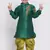 Green embroidered art dupion silk boys-kurta-pyjama