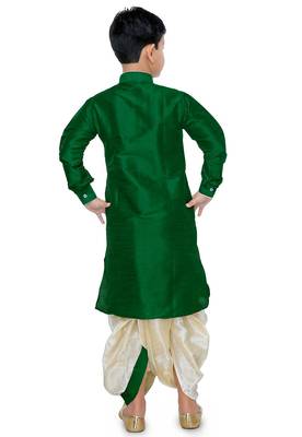 Green plain art dupion silk boys-kurta-pyjama 2