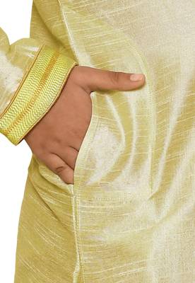 Fawn embroidered art dupion silk boys-kurta-pyjama 4