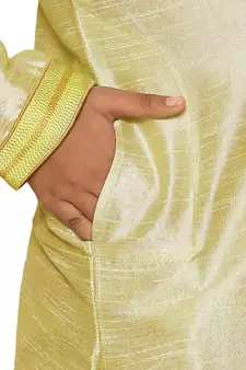 Fawn embroidered art dupion silk boys-kurta-pyjama