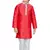 Red embroidered art dupion silk boys-kurta-pyjama