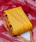 Yellow sequins cotton salwar