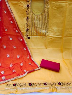 Yellow sequins cotton salwar 2