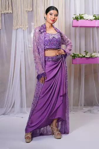SHRUG WITH DRAPE SKIRT AND BLOUSE