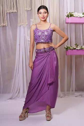 SHRUG WITH DRAPE SKIRT AND BLOUSE