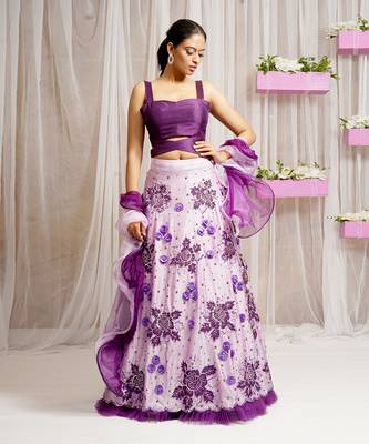 LEHANGA SKIRT WITH BLOUSE AND RUFFLED DUPATTA 2