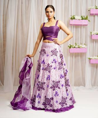 LEHANGA SKIRT WITH BLOUSE AND RUFFLED DUPATTA 1