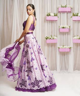 LEHANGA SKIRT WITH BLOUSE AND RUFFLED DUPATTA 3