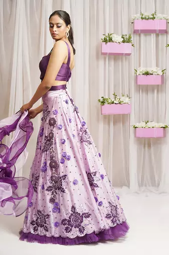 LEHANGA SKIRT WITH BLOUSE AND RUFFLED DUPATTA