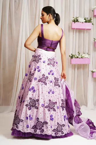 LEHANGA SKIRT WITH BLOUSE AND RUFFLED DUPATTA