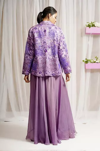 BLAZER COAT WITH BLOUSE AND SHARARA/ CO - ORD SET
