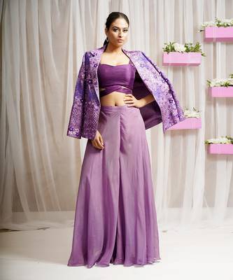 BLAZER COAT WITH BLOUSE AND SHARARA/ CO - ORD SET 4