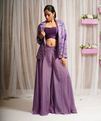 BLAZER COAT WITH BLOUSE AND SHARARA/ CO - ORD SET 1