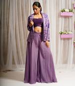 BLAZER COAT WITH BLOUSE AND SHARARA/ CO - ORD SET