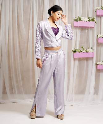 BLAZER COAT WITH INNER AND PANTS/ CO - ORD SET 2