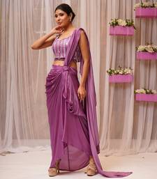 2  piece hand embroidered blouse and drape saree
