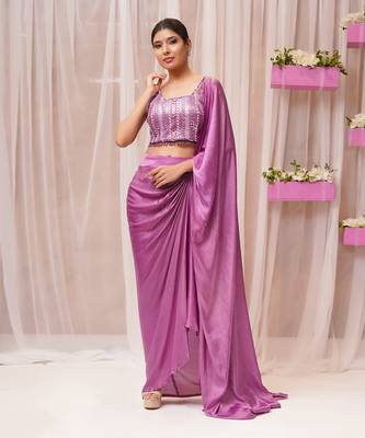 2  piece hand embroidered blouse and drape saree 1