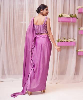 2  piece hand embroidered blouse and drape saree 5