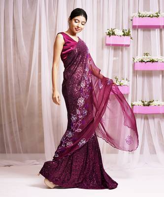 2  piece hand embroidered blouse and saree 2