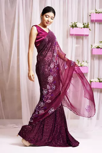 2  piece hand embroidered blouse and saree