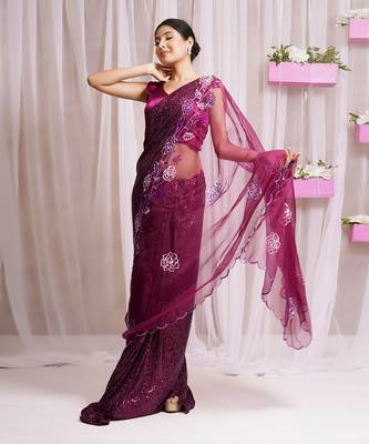 2  piece hand embroidered blouse and saree 3