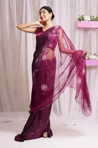2  piece hand embroidered blouse and saree