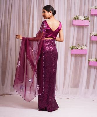 2  piece hand embroidered blouse and saree 4