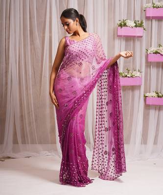 2  piece hand embroidered blouse and saree 2
