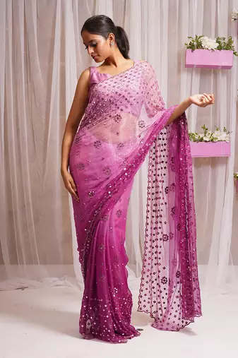 2  piece hand embroidered blouse and saree