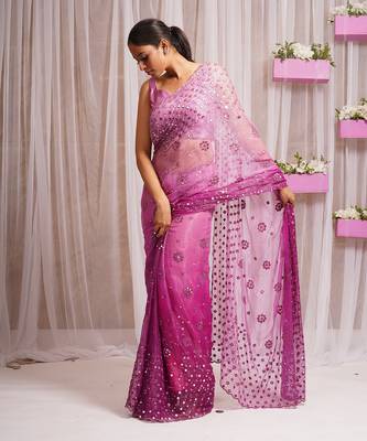 2  piece hand embroidered blouse and saree 3