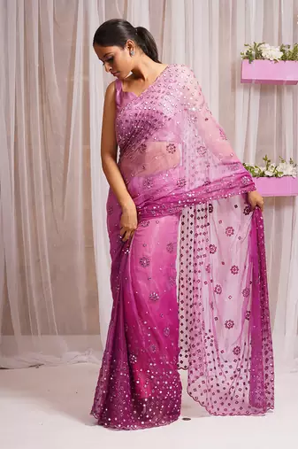 2  piece hand embroidered blouse and saree
