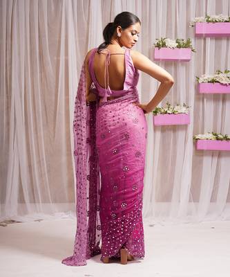 2  piece hand embroidered blouse and saree 4